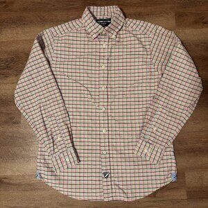 Cremieux Casual Button Down Mens Medium White Neon Plaid Slim Fit Oxford Shirt